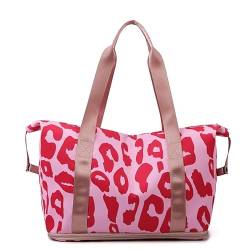 Weekender Duffel Sport Gym Bag Overnight Travel Duffle Bags with Shoe Compartment Wet Pocket, 1 x rosa Cowprint, Einheitsgröße von Hatamoto