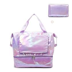 Weekender Duffel Sport Gym Bag Overnight Travel Duffle Bags with Shoe Compartment Wet Pocket, U1-Perlglanz-Violett, Einheitsgröße von Hatamoto