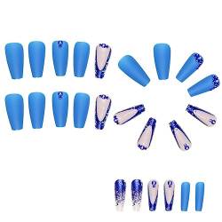 Hatem Blaue French Wearable Nails Tragbare Press On Nails Full Cover Nail Tips Art Finished Nails von Hatem