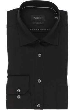 Hatico Modern Fit Hemd schwarz, Einfarbig von Hatico