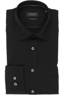 Hatico Regular Fit Hemd schwarz, Einfarbig von Hatico