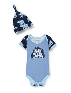 Little Blue House Baby-Mädchen Body mit Mütze Kleinkindschläfer, Baby Bär blau, 92 von Little Blue House