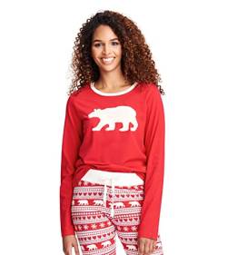 Hatley Damen Fair Isle Bear Langarm T-shirt, Rot (Fair Isle Bear 600), X-Large von Hatley