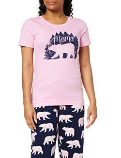 Hatley Damen Kurzärmliges Pyjama-T-Shirt Pyjamaoberteil, Woods Mama Bear, Small von Hatley