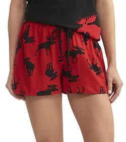 Hatley Damen Land Animals Pajama Boxer Shorts Pyjamaunterteil, Moose On Red, M EU von Hatley