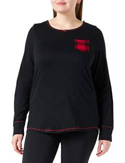 Hatley Damen Long Sleeve Pajama Tops Pyjamaoberteil, Schwarz Mit Buffalo Plaid Pocket, Mittel von Hatley