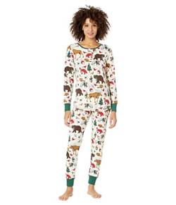 Hatley Damen Long Sleeve Printed Pyjama Set Pyjamaset, Wald Winter, L Regular von Hatley