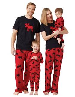 Hatley Damen Pj Set Ovl Zweiteiliger Schlafanzug, Rot (Elch auf Rot), X-Small (Size: 2 Years) von Hatley