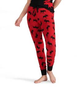 Hatley Damen Pyjama-Leggings Pyjamahose, Rot (Elch auf Rot), XS von Hatley