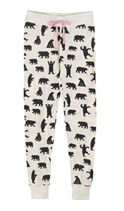 Hatley Damen Pyjama-Leggings Pyjamahose, Weiß (Schwarze Bären auf Natur), M von Hatley