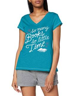 Little Blue House by Hatley Damen Short Sleeve Pyjama Top Pyjamaoberteil, So Many Books So Little Time-Book Club, Small von Little Blue House by Hatley