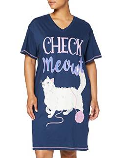Hatley Damen Sleepshirt Nachthemd, Kariert Meowt, Einheitsgröße von Hatley