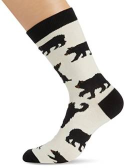 Hatley Herren, Sneakersocken, Mens Crew Socks Black Bears, GR. One size (Herstellergröße: One Size), Elfenbein (cream) von Hatley