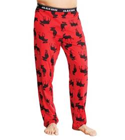 Hatley Herren Jersey Pajama Pants Pyjamaunterteil, Elch auf Rot, XXL von Little Blue House