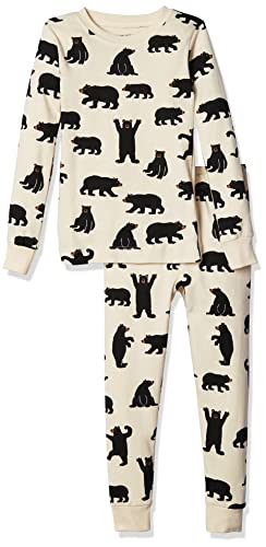 Hatley Kinder Zweiteiliger Schlafanzug Kids Pj Set (Ovl) - Black Bears On Natural, Weiß (Off-White), 6 Jhare (Herstellergröße: 6) von Hatley