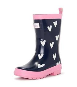 Hatley Mädchen Gummistiefel, Blue (Navy & White Hearts), 31 EU (13 US) von Hatley