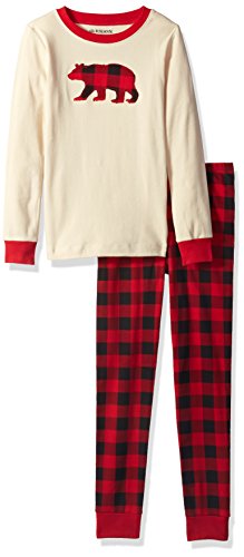 Hatley Mädchen Long Sleeve Appliqué Pyjama Sets, White (Buffalo Plaid 100), 6 Jahre EU von Hatley