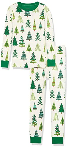 Hatley Mädchen Organic Cotton Long Sleeve Printed Pyjama Set Pyjamaset, Glow-in-The-Dark Christmas Trees, 3 Jahre von Hatley