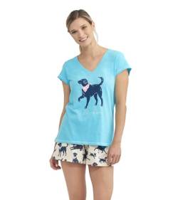 Little Blue House by Hatley Damen V-Neck Tee Pyjamaoberteil, Hund Mama, Large von Hatley