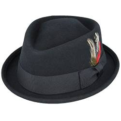 Hats of London Handgefertigter Hut aus 100 % Wolle, mit schwarzem Diamantbesatz, Schwarz , 7 von Hats of London