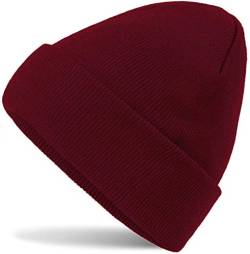HatStar Wintermütze | Damen Beanie Mütze | Herren Feinstrick Beanie | für Frauen Männer Unisex | Cuffed Hats Weich & Warm (Burgund) von Hatsatar