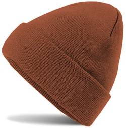 HatStar Wintermütze | Damen Beanie Mütze | Herren Feinstrick Beanie | für Frauen Männer Unisex | Cuffed Hats Weich & Warm (Hellbraun Rust) von Hatsatar