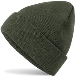 HatStar Wintermütze | Damen Beanie Mütze | Herren Feinstrick Beanie | für Frauen Männer Unisex | Cuffed Hats Weich & Warm (Oliv) von Hatsatar