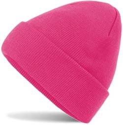 HatStar Wintermütze | Damen Beanie Mütze | Herren Feinstrick Beanie | für Frauen Männer Unisex | Cuffed Hats Weich & Warm (neon pink) von Hatsatar