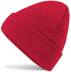 HatStar Wintermütze | Damen Beanie Mütze | Herren Feinstrick Beanie | für Frauen Männer Unisex | Cuffed Hats Weich & Warm (rot) von Hatsatar