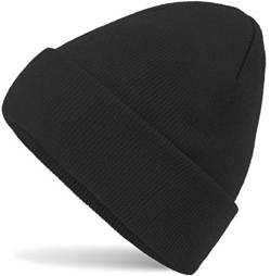 HatStar Wintermütze | Damen Beanie Mütze | Herren Feinstrick Beanie | für Frauen Männer Unisex | Cuffed Hats Weich & Warm (schwarz) von Hatsatar