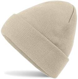 Hatsatar Damen Herren Strickmütze Damen Beanie Mütze Herren Winter Feinstrick Beanie für Damen Herren Unisex Bündchenmützen Weich & Warm, Sand, Medium von Hatsatar