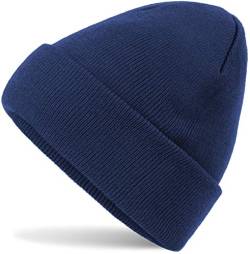 Hatsatar Damen Herren Strickmütze Herren Winter Feinstrick Beanie für Damen Herren Unisex Bündchenmützen Weich & Warm - Blau - Medium von Hatsatar