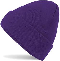 Hatsatar Unisex warme Beanie Strickmütze | Wintermütze für Damen & Herren | Feinstrick Mütze doppelt gestrickt | warm & weich (Purple) von Hatsatar