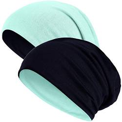 Hatstar® 2in1 Reversible Unisex Beanie | Damen und Herren Mütze | Übergangsmütze für Frühling und Sommer | SoftTouch Poly - Baumwolle | leicht & weich (2 in 1 Mint/schwarz) von Hatstar