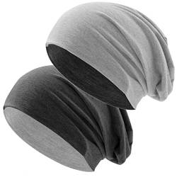 Hatstar® Bicolor Slouch Long Beanie Mütze | leicht und weich | für Damen und Herren | Übergangsmütze für Frühling und Sommer (Zwei-farbig | Bicolor dunkelgrau-hellgrau) von Hatstar