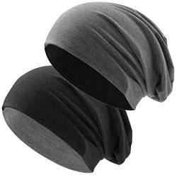 Hatstar® Bicolor Slouch Long Beanie Mütze | leicht und weich| für Damen und Herren | Übergangsmütze für Frühling und Sommer (Zwei-farbig | Bicolor schwarz-dunkelgrau) von Hatstar