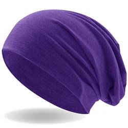 Hatstar® Klassische Slouch Long Beanie Mütze | leicht und weich | für Damen und Herren | Übergangsmütze für Frühling und Sommer (Lila) von Hatstar