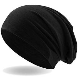 Hatstar® Klassische Slouch Long Beanie Mütze | leicht und weich | für Damen und Herren | Übergangsmütze für Frühling und Sommer (Schwarz) von Hatstar