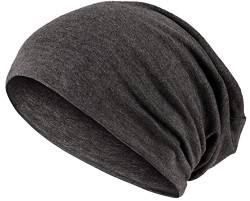 Hatstar 2in1 Reversible Damen Beanie | Damen und Herren Mütze | Baumwoll Sommermütze | Fahrradmütze (1 farbig | dunkelgrau) von Hatstar