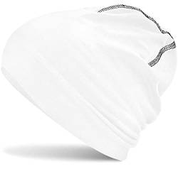 Hatstar Baumwoll Jersey Damen Beanie Mütze (2 | Weiss-schwarz) von Hatstar