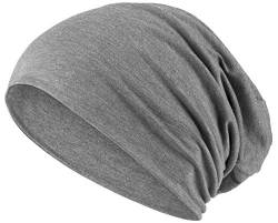 Hatstar Slouch Long Beanie 2in1 Reversible Jersey Mütze in 45 Farben (1 farbig | hellgrau) von Hatstar