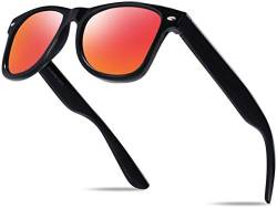 Hatstar Unisex Nerd Herren Sonnenbrille Verspiegelt | Retro Damen Sunglasses | UV400 CAT 3 CE | mit Federscharnier | (Gläser: Rot-Orange Verspiegelt) von Hatstar