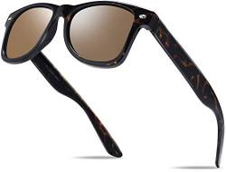 Unisex Nerd Herren Sonnenbrille Verspiegelt | Retro Damen Sunglasses | UV400 CAT 3 CE | mit Federscharnier | incl. Gratis Brillen Putztuch (Havana (Gläser: Braun)) von Hatstar