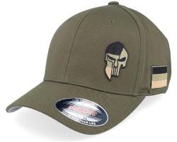 Hatstore Germany Army Skull Olive Wooly Combed Flexfit Cap - Grösse: L/XL - (58-61 cm) von Hatstore