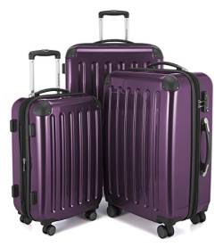 Alex - 3er Kofferset, TSA, Trolley-Set, Rollkoffer, Reisekoffer, (S, M & L), Aubergine von Hauptstadtkoffer