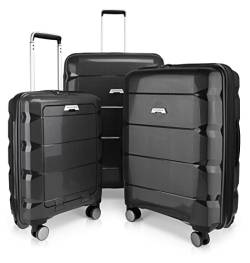 HAUPTSTADTKOFFER - Britz - 3er Koffer-Set Trolley-Set Rollkoffer Reisekoffer Erweiterbar, TSA, 4 Rollen, (S, M & L), Schwarz von Hauptstadtkoffer