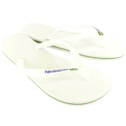 M1 Havaianas Brasil Logo Unisex Flip Flops Strandsandalen (42, Weiß), weiß, 41/42 EU von Havaianas