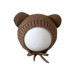 Haveratio TINGB Niedliche Bären-Baby-Ohrenklappen-Beanie-Mütze für Jungen und Mädchen, weiche Strickmütze für Kleinkinder, Wintermütze für Outdoor-Aktivitäten von Haveratio