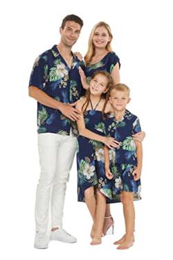 Matchable Family Hawaiian Luau Herren Damen Mädchen Junge Kleidung in Ananas Garten Marineblau, Damen Halfter, Mittel von Hawaii Hangover