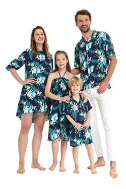 Passende Familie Hawaiian Luau Männer Frauen Mädchen Junge Kleidung in Orchidee Breeze Marineblau, Women Off-shoulder Ruffle Top, XX-Large von Hawaii Hangover